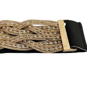 Vtg Le Château Gold Rhinestone Snake Chain Belt Elastic | Taylor Swift Glam 1 Sz